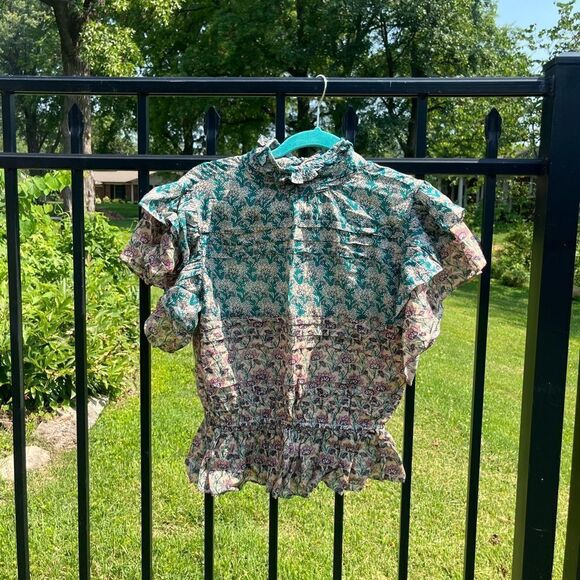 Anthropologie Let Me Be High-Neck Printed Peasant Blouse NWT - Picture 8 of 10